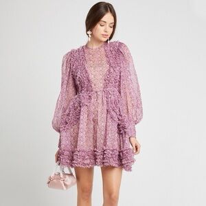 Stella McCartney Ruffled Floral Print Silk Crepon Mini
Dress Size XS